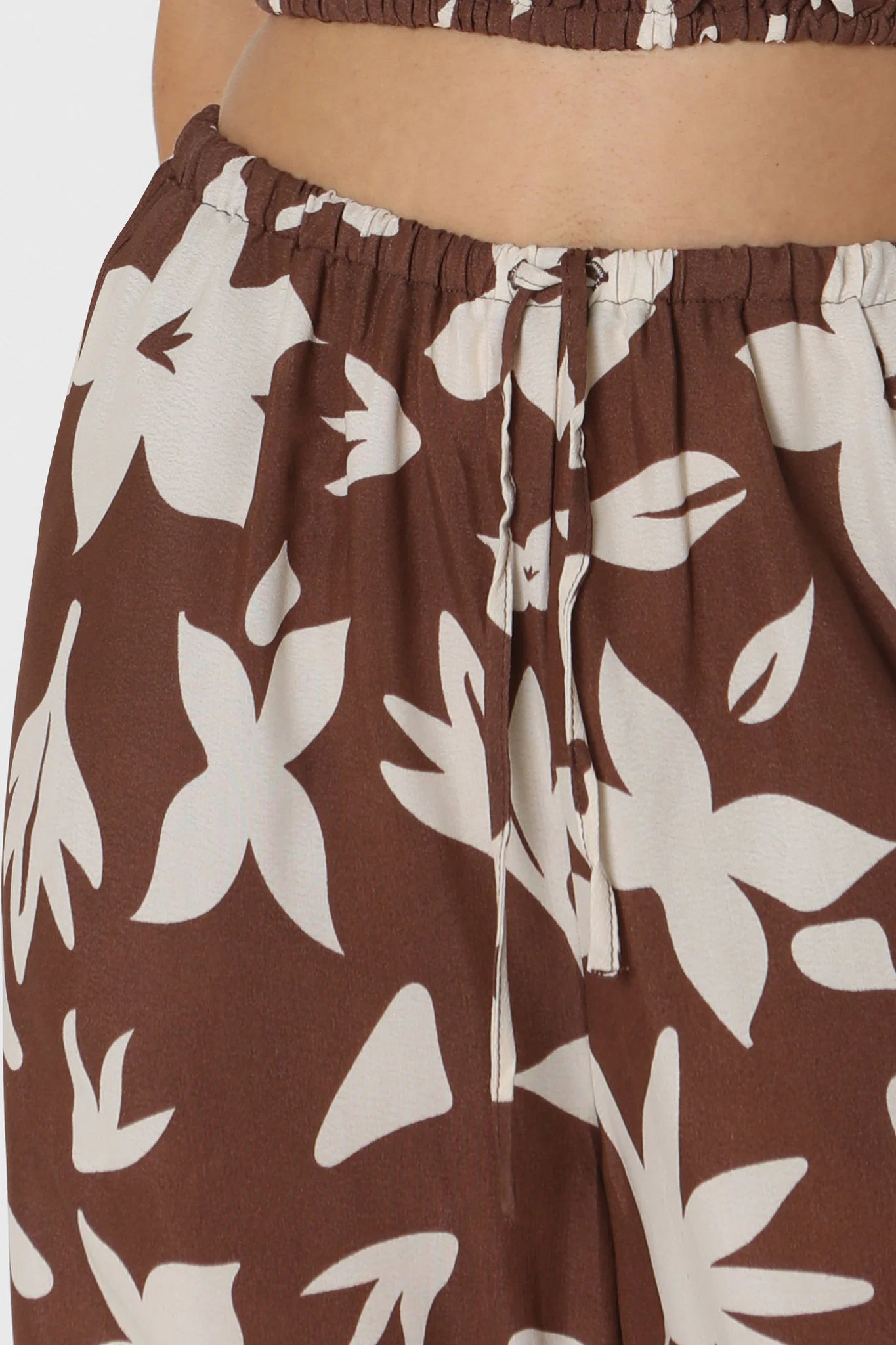 Zeni Floral Print Pants - Chocolate Floral