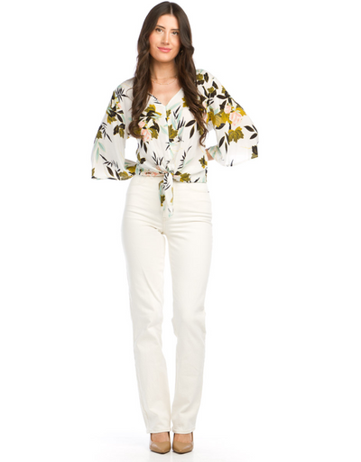 Floral Tie Top - White