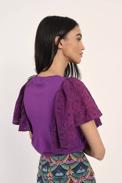 Tee with English Lace Sleeves // Purple