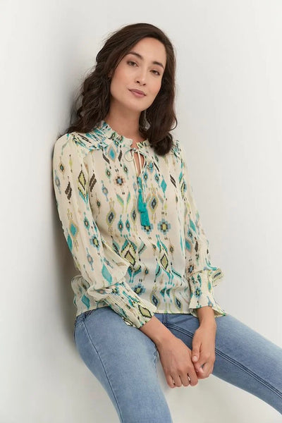 Cresra Blouse // Perfectly Pale Ethnic Tile