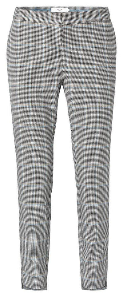 Yaya Electric Blue Designer Slim Fit Check Pantalon Pants - Ulla-La Boutique