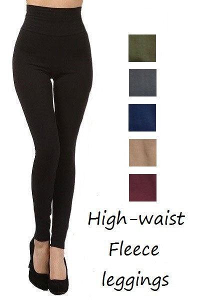 Fleece Lined leggings O/S- High Waisted - TAUPE - Ulla-La Boutique
