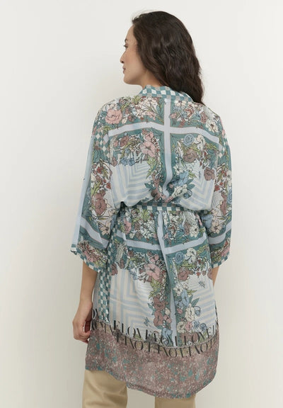 Patchwork kimono columbia scarf patchwork // green print