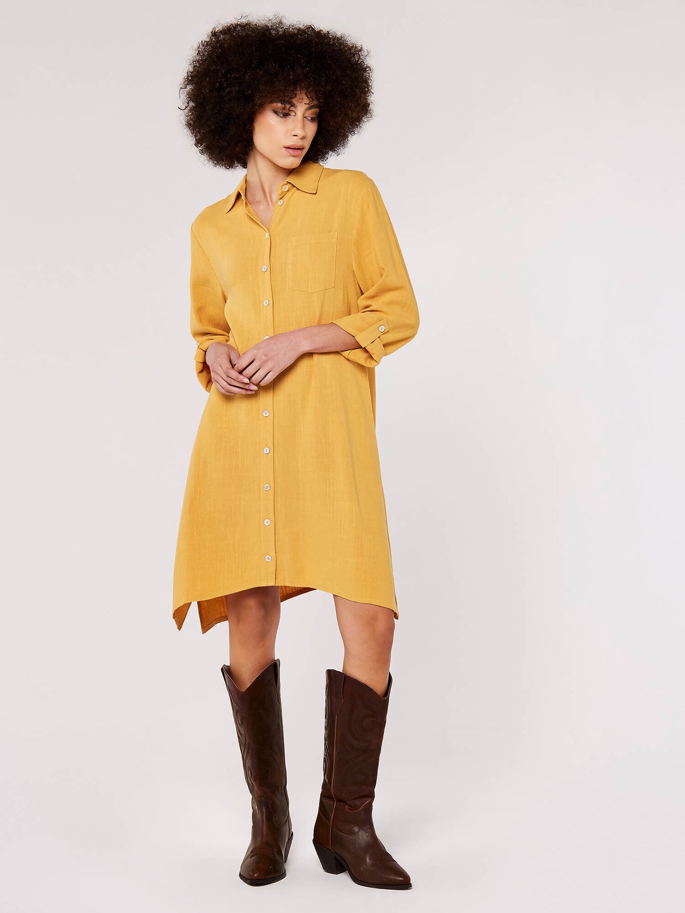 Oversized Shirt Dress // Mustard