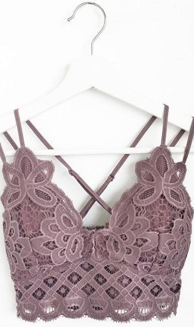Crochet & Lace Bralette - Dusty Purple - Ulla-La Boutique