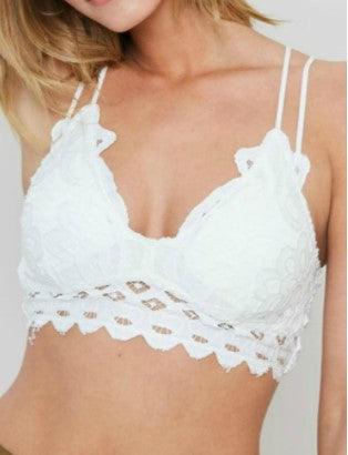 Crochet & Lace Bralette - White - Ulla-La Boutique