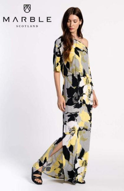 Marble print maxi dress - yellow/black - Ulla-La Boutique
