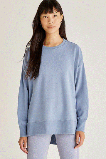 Z Supply Layer Up Sweatshirt // Ocean - Ulla-La Boutique