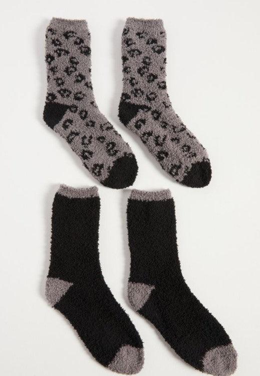 Z Supply 2 Pack Plush Leo Socks // Black - Ulla-La Boutique