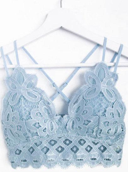 Crochet & Lace Bralette - Clear Sky - Ulla-La Boutique