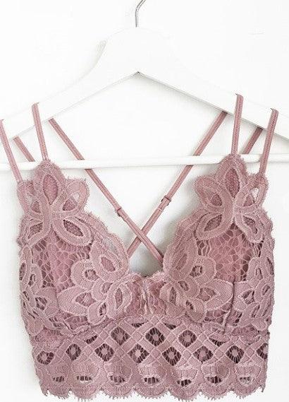 Crochet & Lace Bralette - Dusty Blush - Ulla-La Boutique