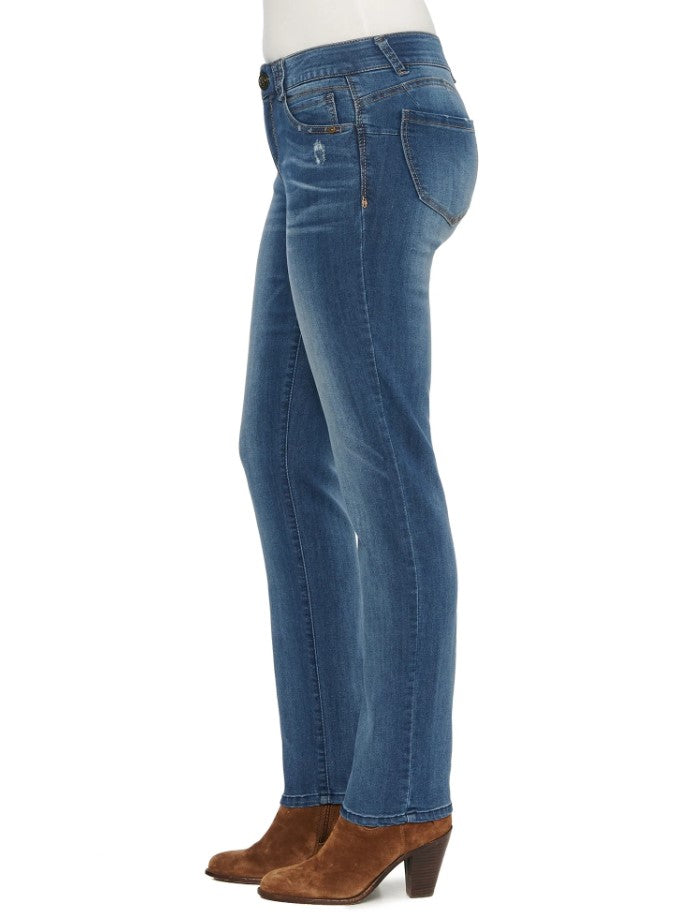 Stretch Blue Denim "Ab"solution® Straight Leg Jean