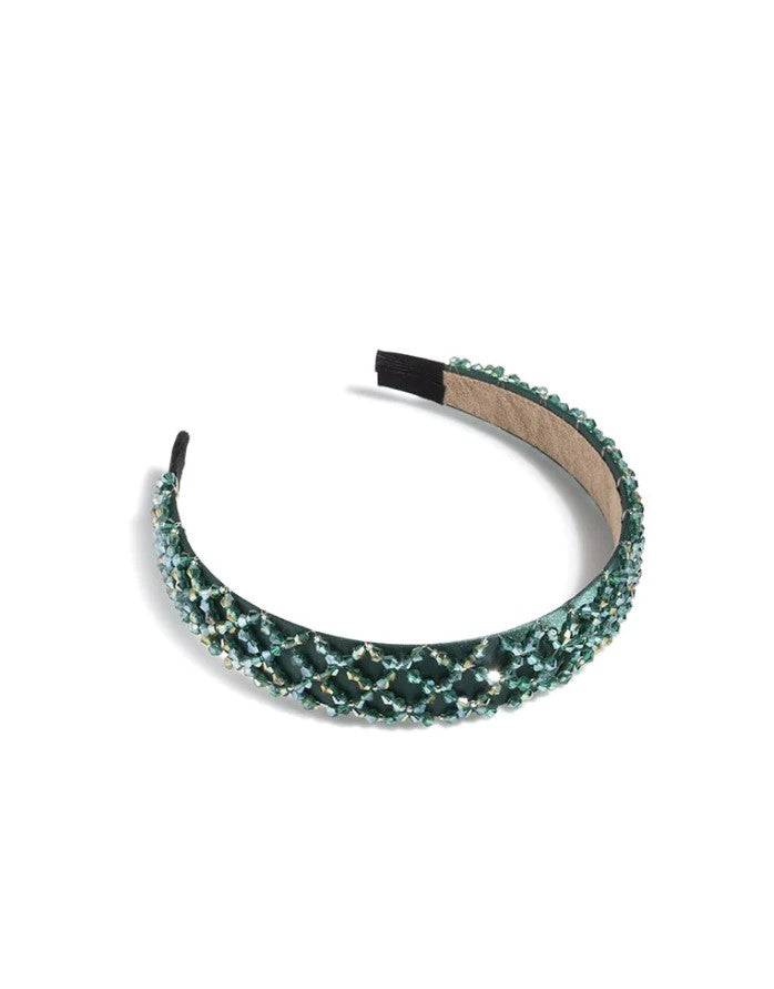 Wide Crystal Embellished Headband // Green