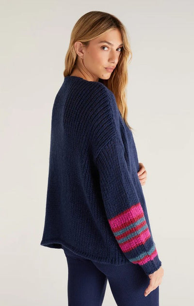 Carried Away Striped Cardigan // Midnight Blue