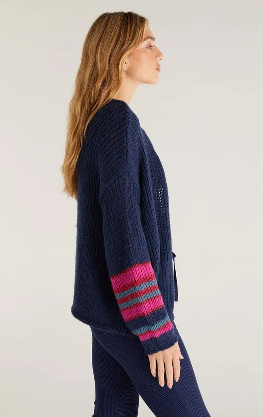 Carried Away Striped Cardigan // Midnight Blue