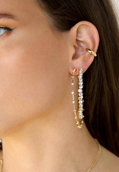 Perfect thin 18K Gold Plated Crystal Hoops