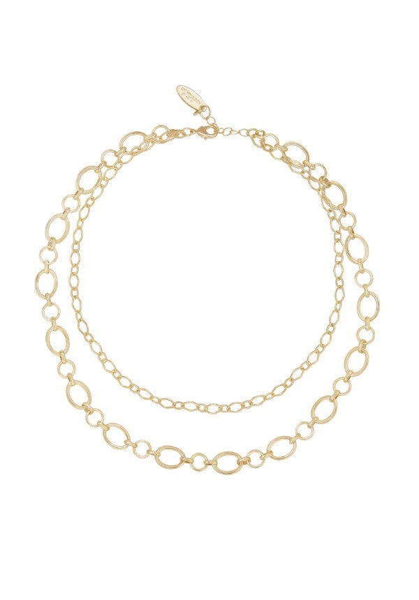 Large Links Double 18K Gold Plated Chain Necklace