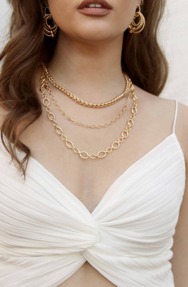 Large Links Double 18k Gold Plated Chain Necklace