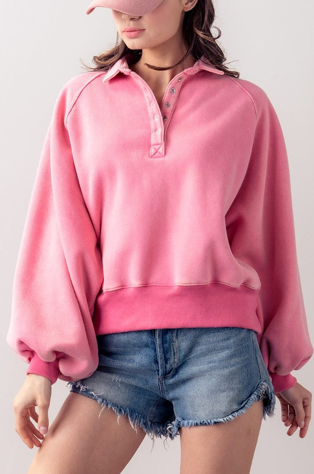 Vintage Wash Sweatshirt // Pink