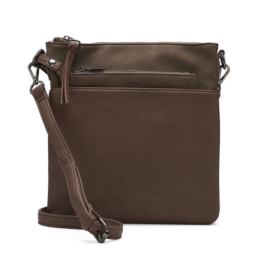 Co-Lab bark colored faux suede cross body