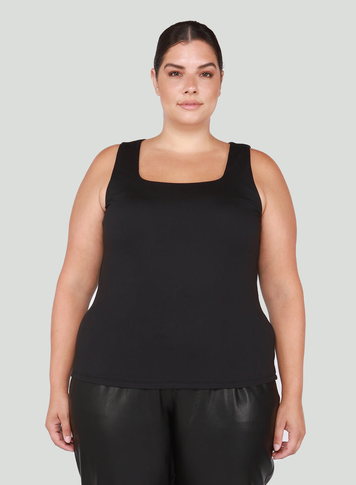 PLUS Square Neck Tank // Black