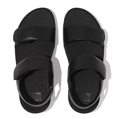 LULU Adjustable Leather Back Strap Sandals // All Black