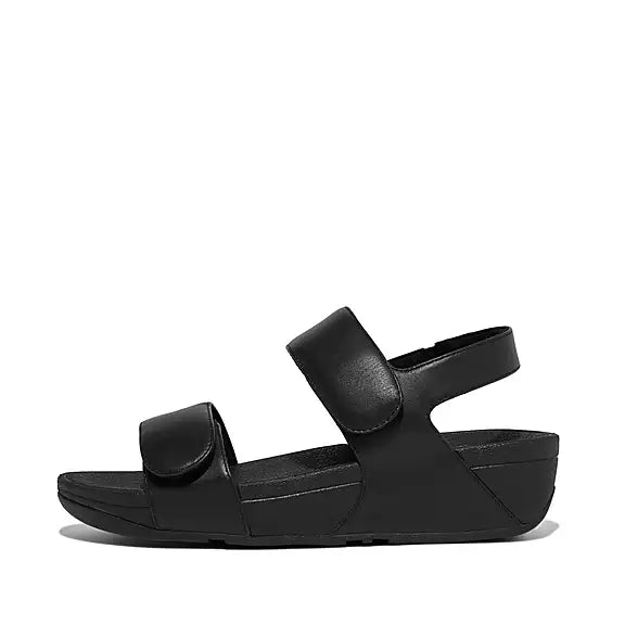LULU Adjustable Leather Back Strap Sandals // All Black