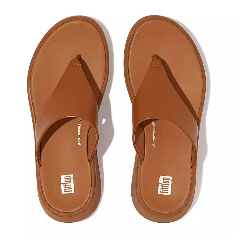 Leather Flatform Toe-Post Sandals // Light Tan