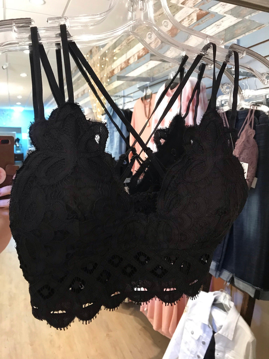 Crochet & Lace Bralette - black - Ulla-La Boutique