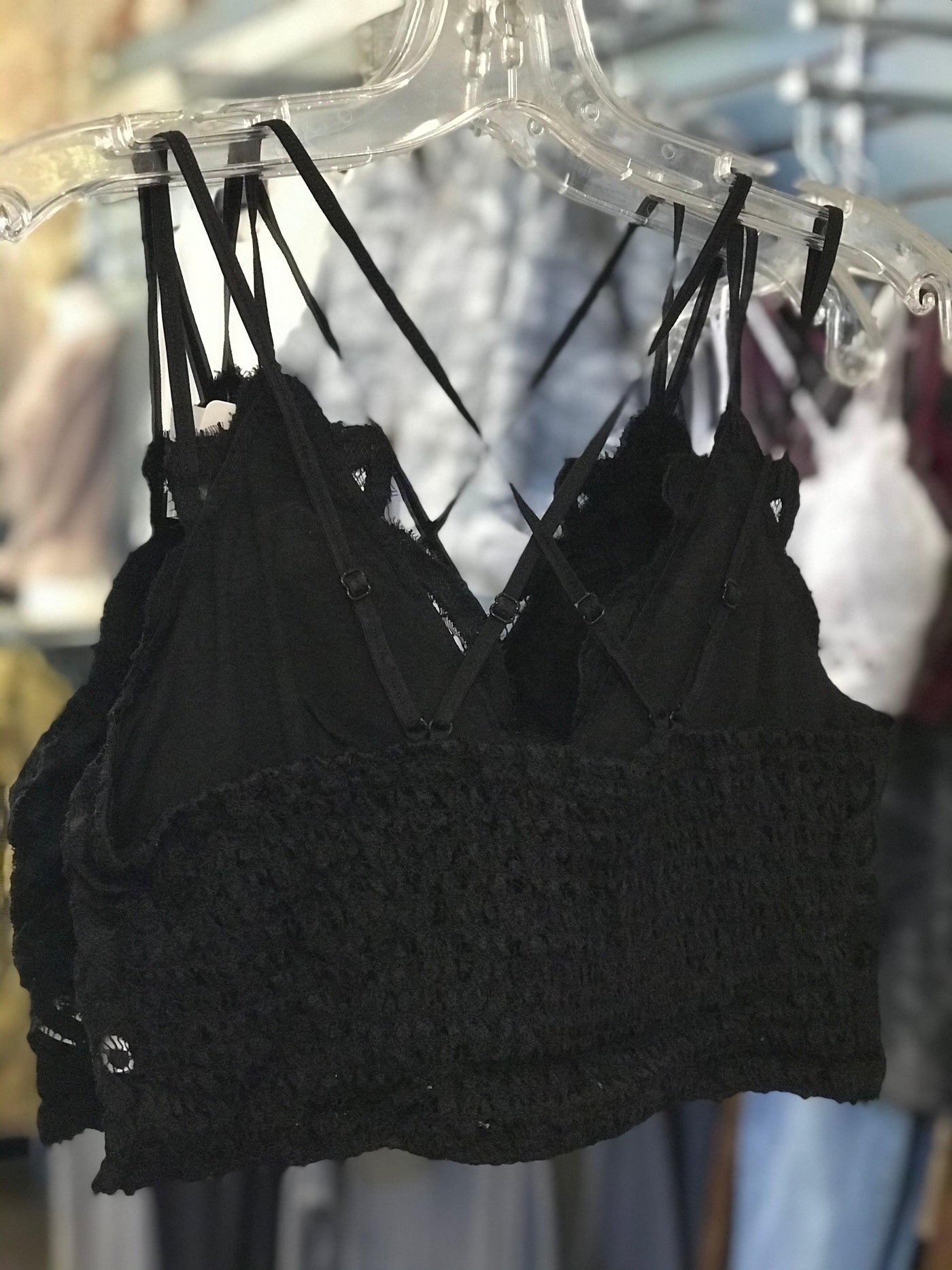 PLUS SIZE Crochet & lace bralette - Black - Ulla-La Boutique