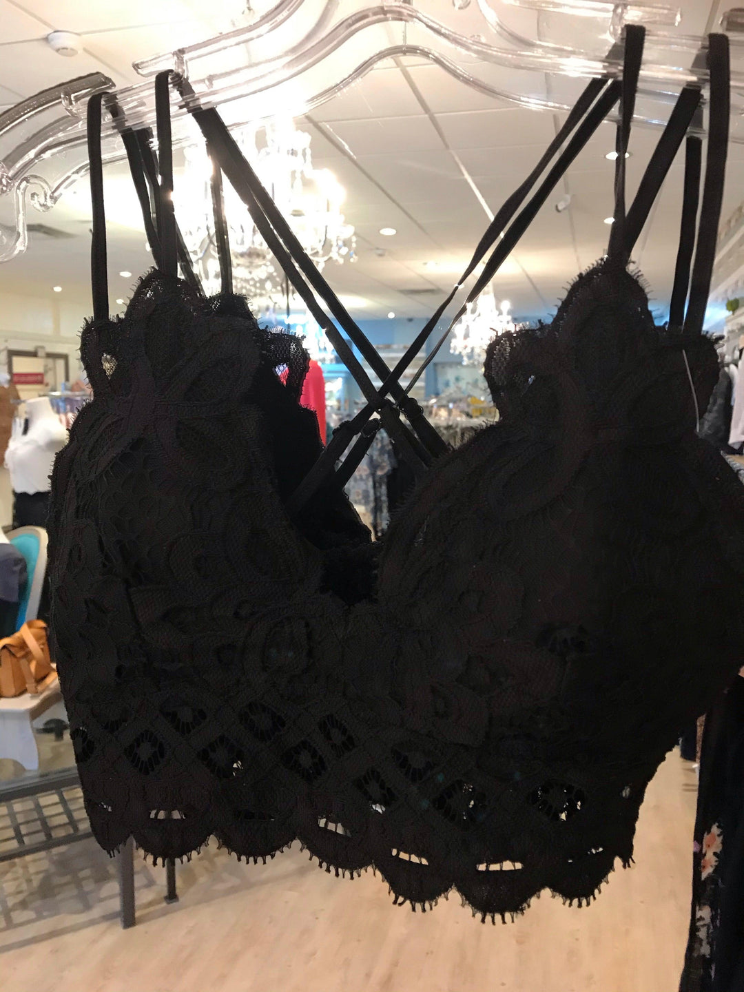 Crochet &amp; Lace Bralette - black - Ulla-La Boutique