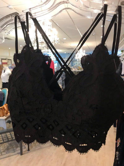 Crochet & Lace Bralette - black - Ulla-La Boutique