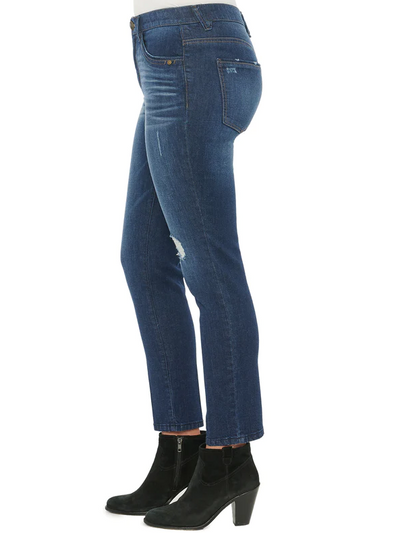 "Ab"solution® High Rise Distressed Skinny Jeans // Blue Vintage Wash