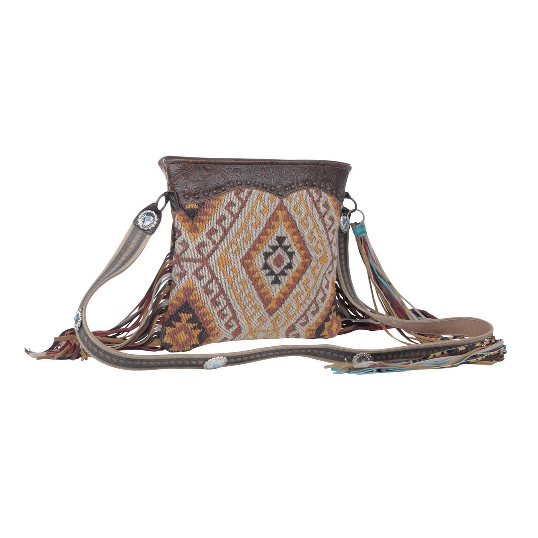 Tribal Print Cotton &amp; Leather Shoulder Bag - Ulla-La Boutique