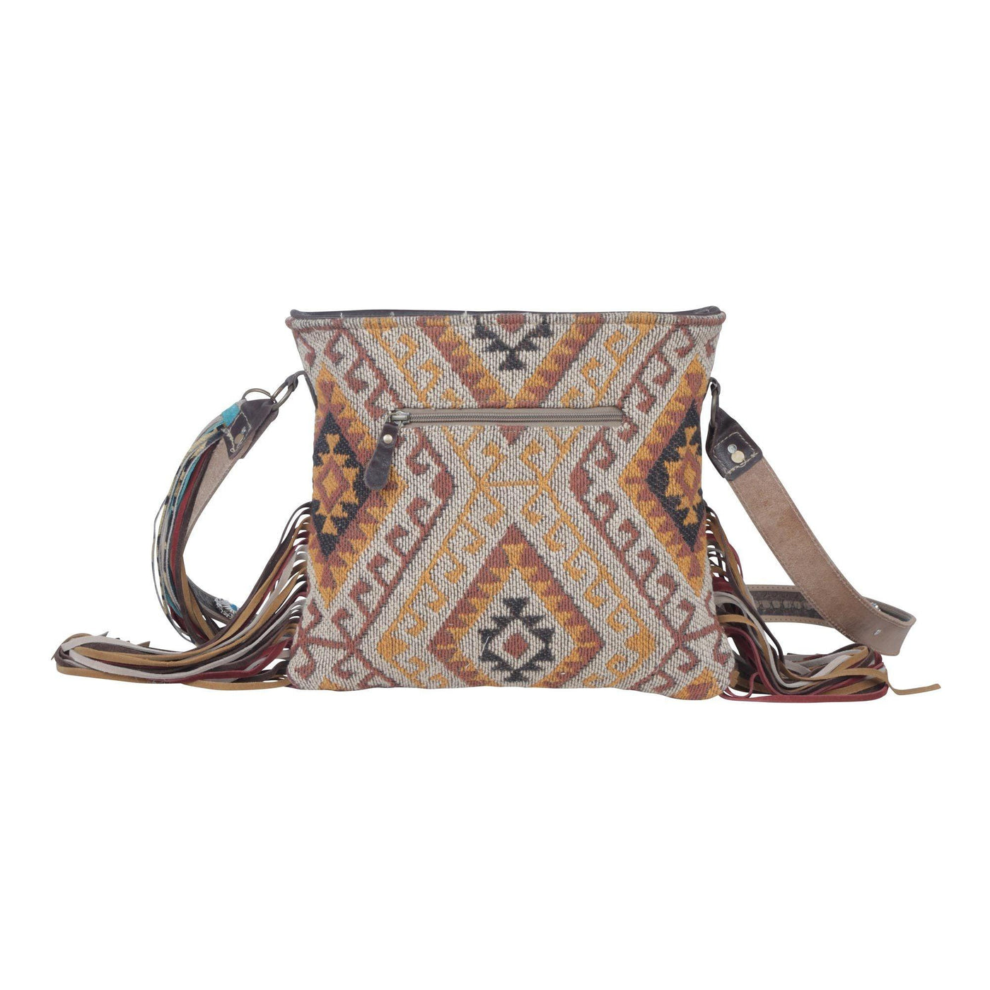 Tribal Print Cotton & Leather Shoulder Bag - Ulla-La Boutique