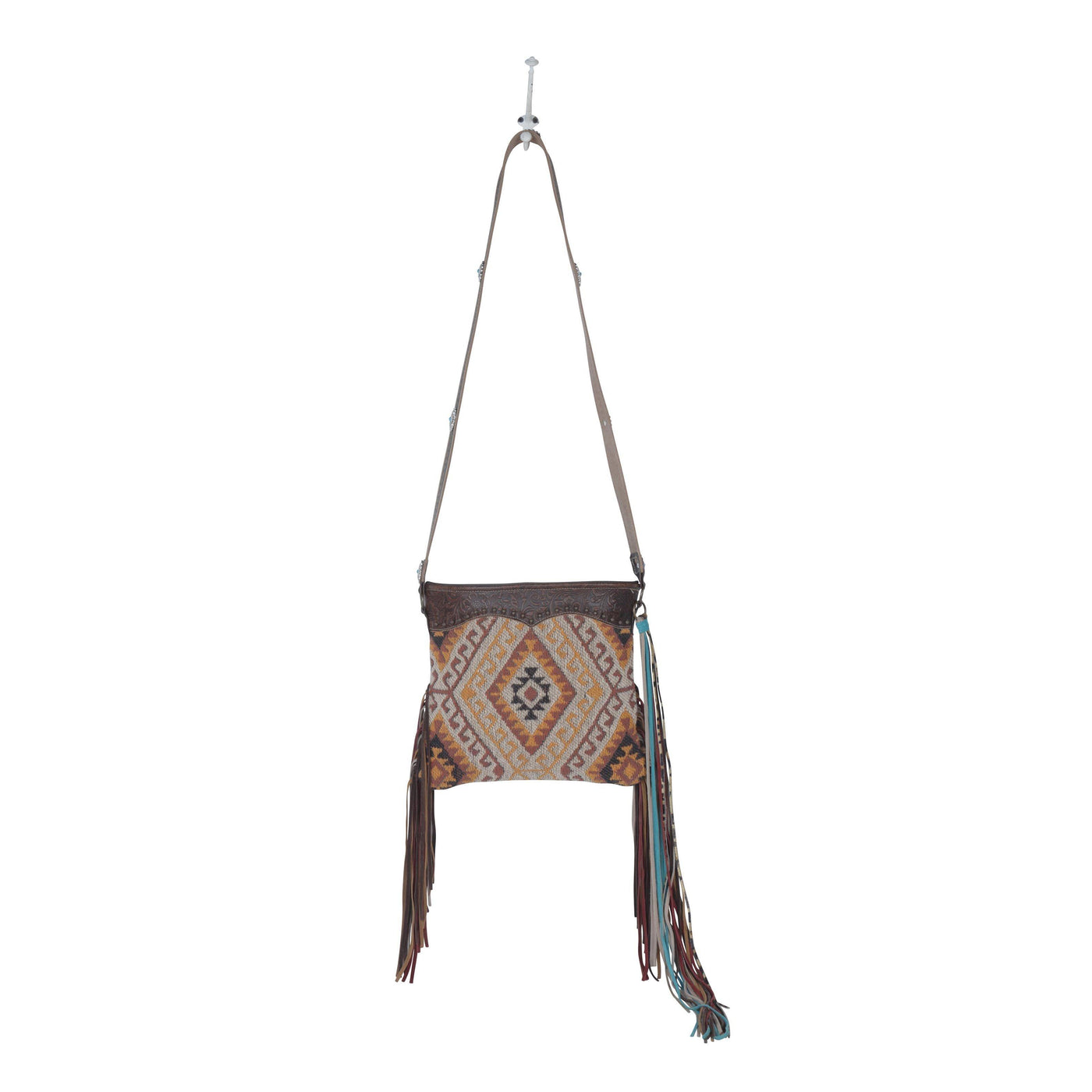 Tribal Print Cotton & Leather Shoulder Bag - Ulla-La Boutique