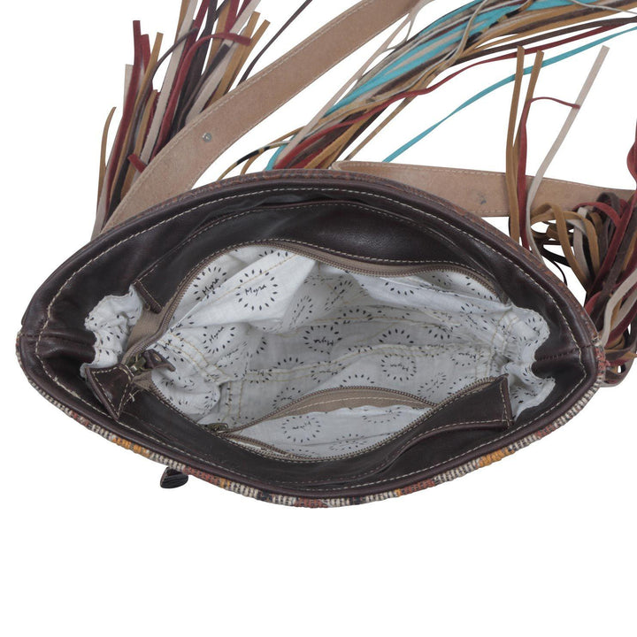 Tribal Print Cotton &amp; Leather Shoulder Bag - Ulla-La Boutique
