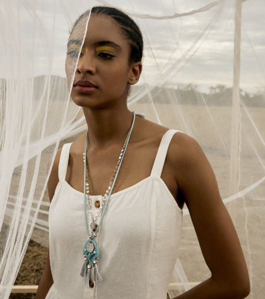 Newton Blue &amp; White Beaded Necklace