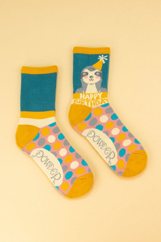 Happy Birthday Sloth Ankle Socks